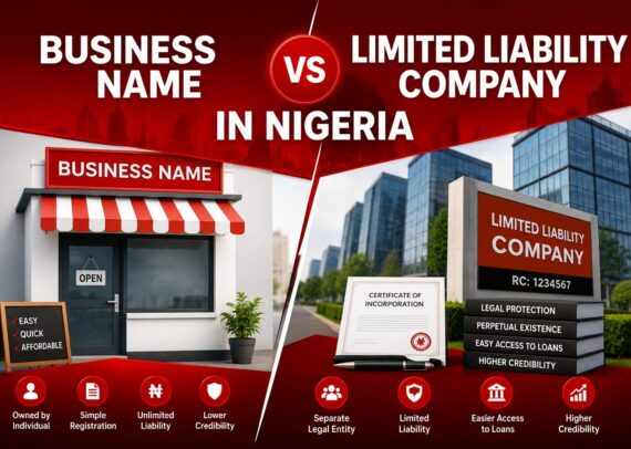 Business name vs limited liability company in Nigeria comparison chart Difference between business name and LLC Nigeria explained Business name vs company registration Nigeria pros and cons CAC registration decision guide for Nigerian entrepreneurs Limited liability company registration process Nigeria Tax implications business name vs LLC Nigeria 2026