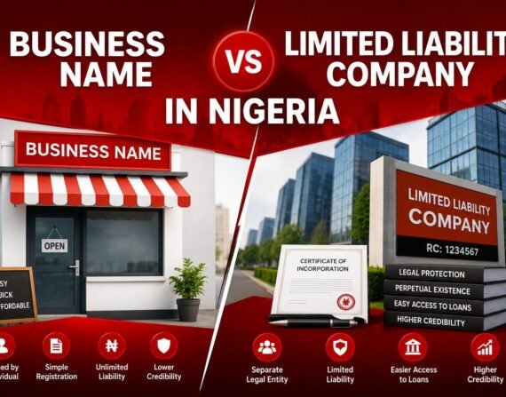 Business name vs limited liability company in Nigeria comparison chart Difference between business name and LLC Nigeria explained Business name vs company registration Nigeria pros and cons CAC registration decision guide for Nigerian entrepreneurs Limited liability company registration process Nigeria Tax implications business name vs LLC Nigeria 2026